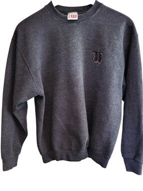 Vintage Wilson Sweatshirt Mens Large Gray Crew Neck Pullover Embroidered Logo